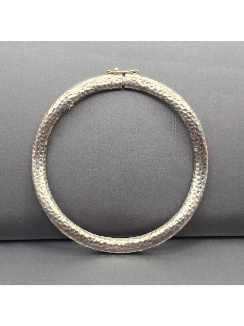 VTG Hammered Sterling Silver Bangle Bracelet Wavy Puffy Organic Statement 7.5" - Picture 2 of 10